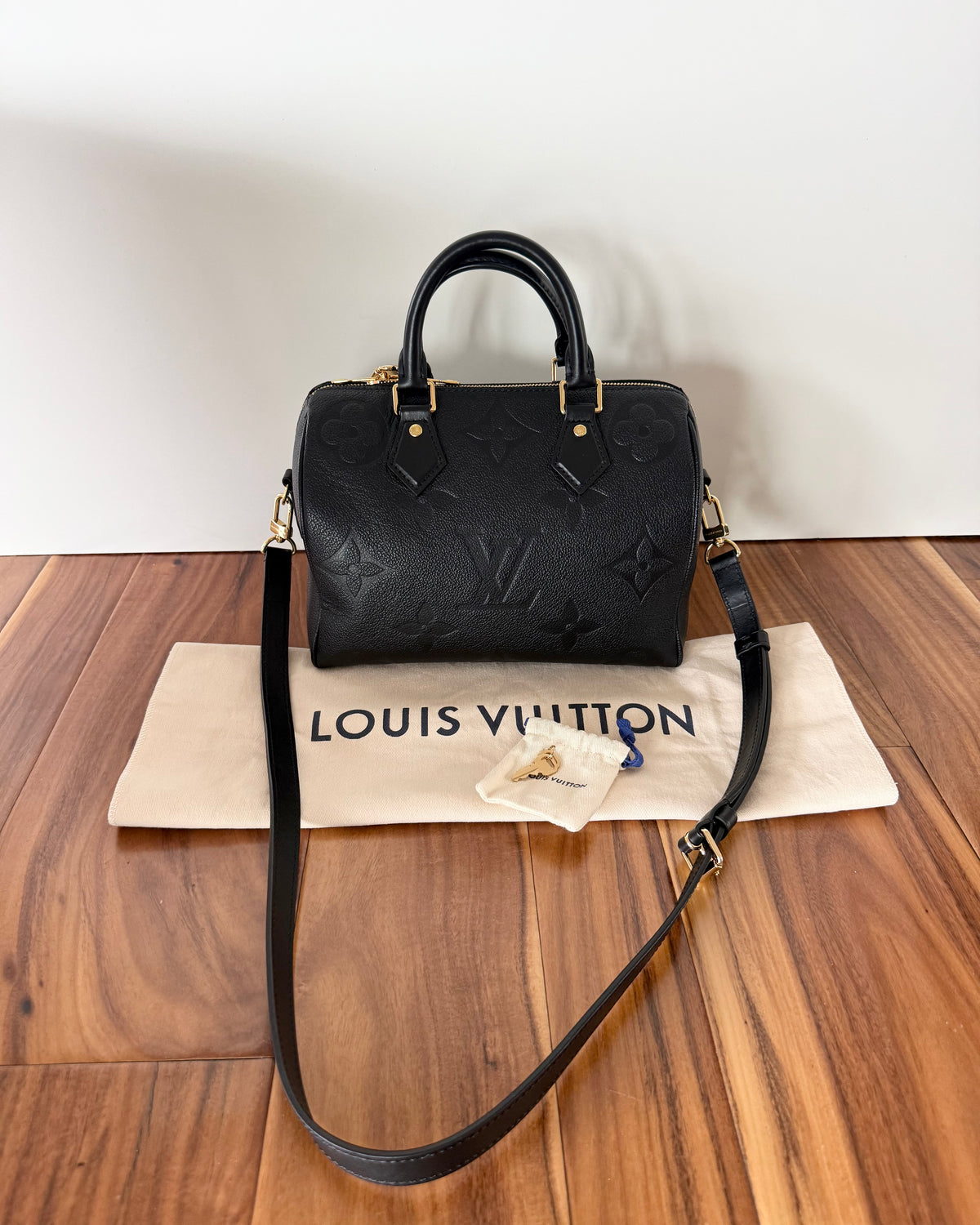 Louis Vuitton Black Monogram Giant Empreinte Leather Speedy 25 NM Bandouliere