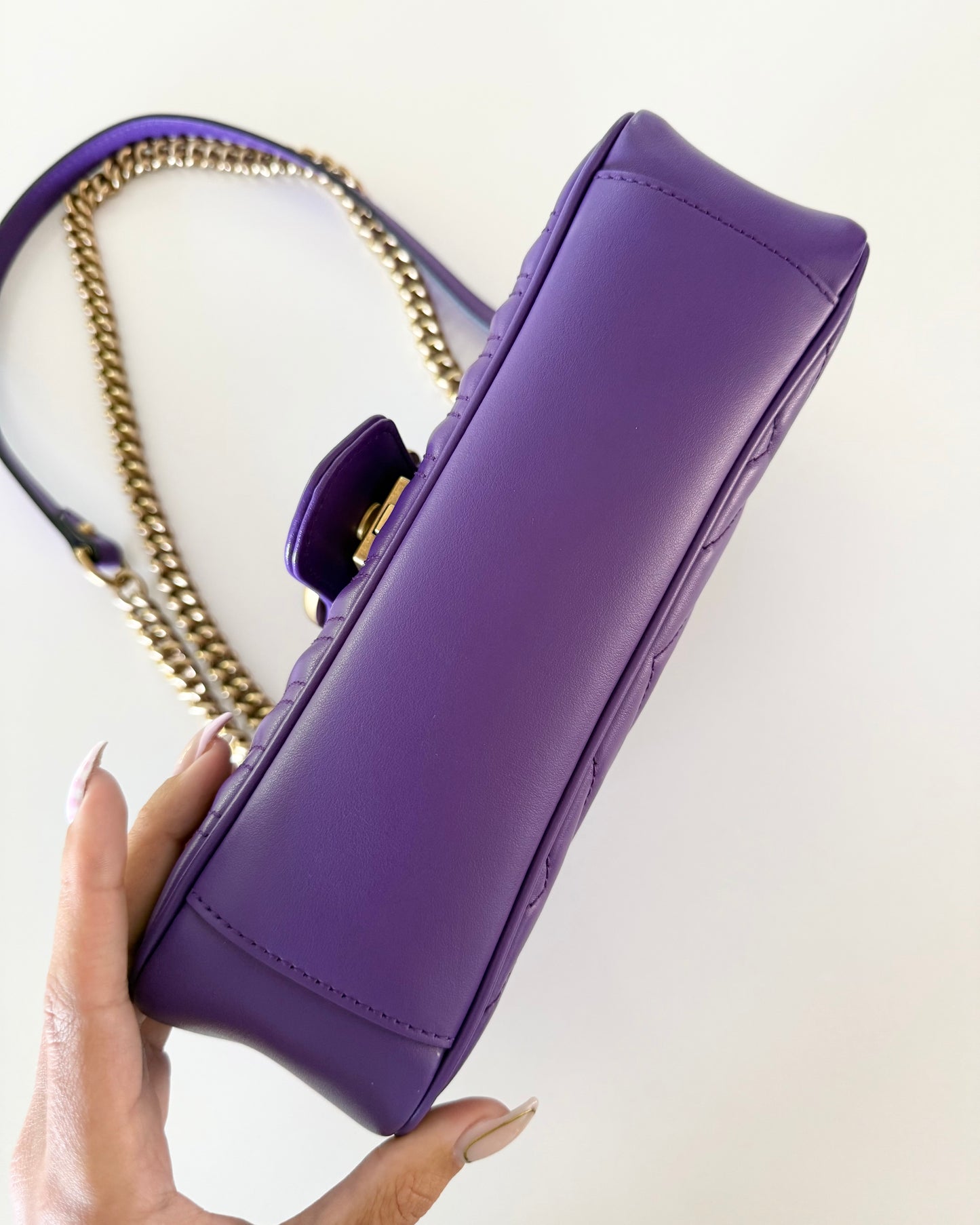 Gucci Limited Edition Purple Leather Medium Marmont Matelasse Bag