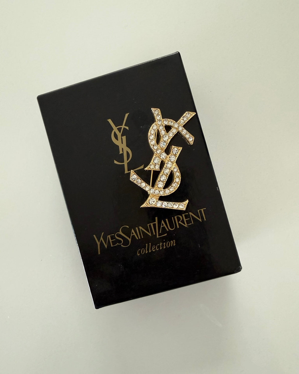 Saint Laurent Vintage Goldtone Crystal Brooch