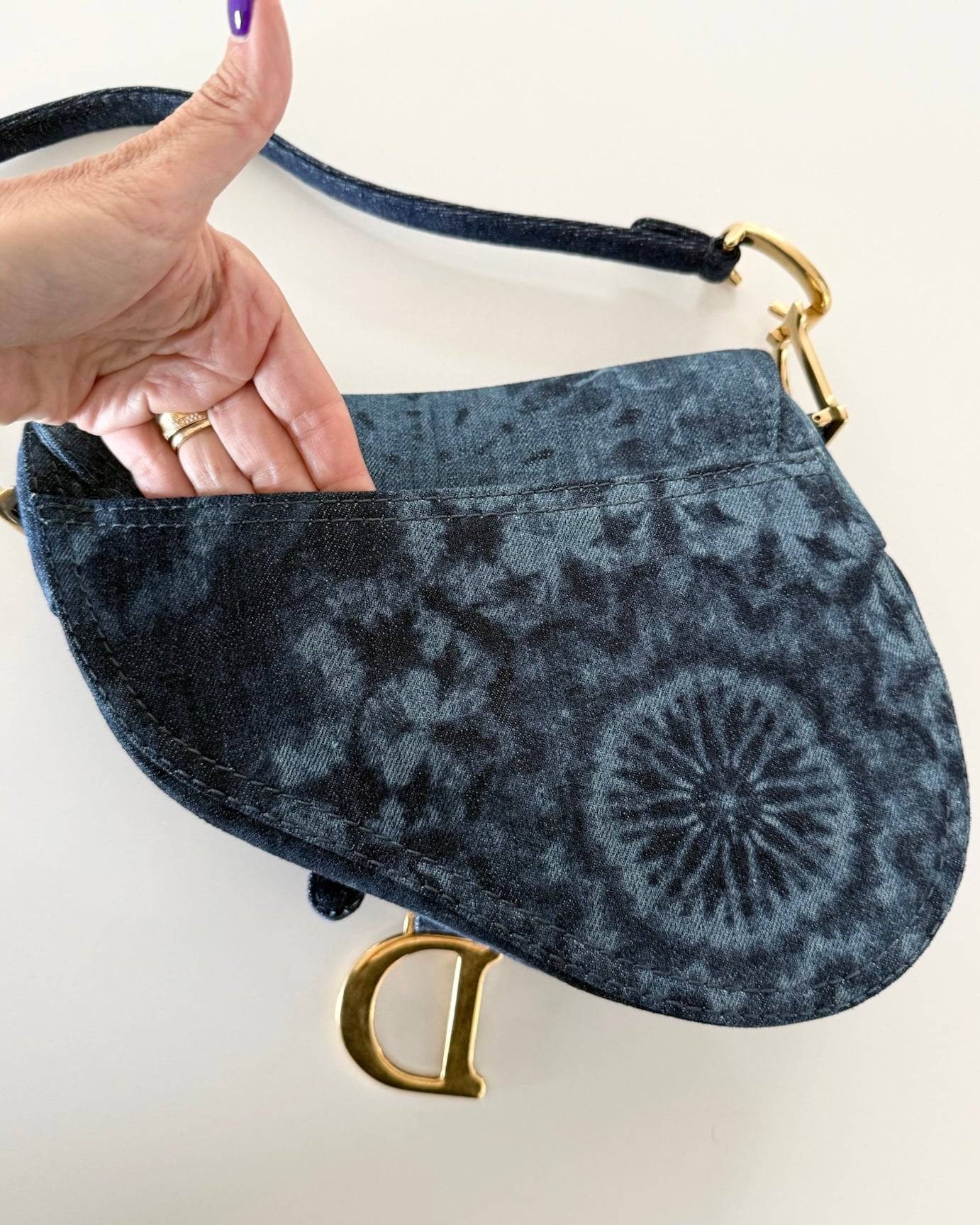 Christian Dior Kaleidoscope Tie Dye Denim Saddle Bag