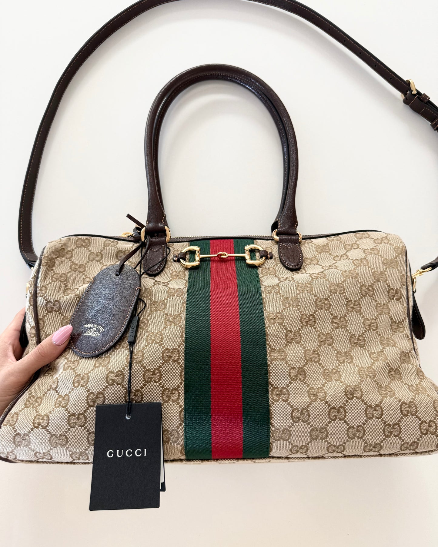 Gucci Canvas Web Boressto Large Boston Bag
