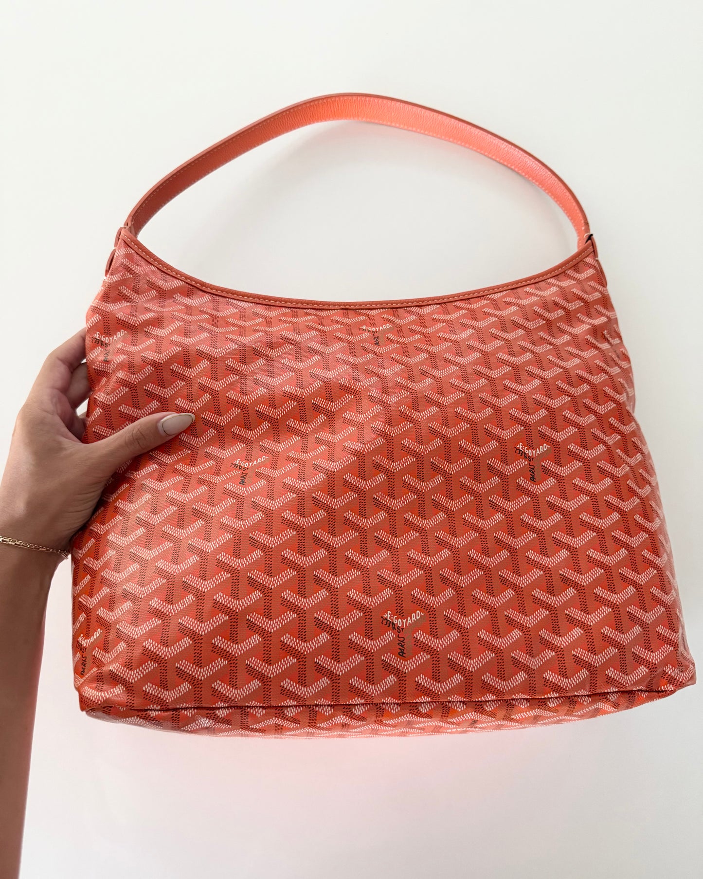 Goyard Orange Chevron Printed Coated Canvas Boheme PM Bag