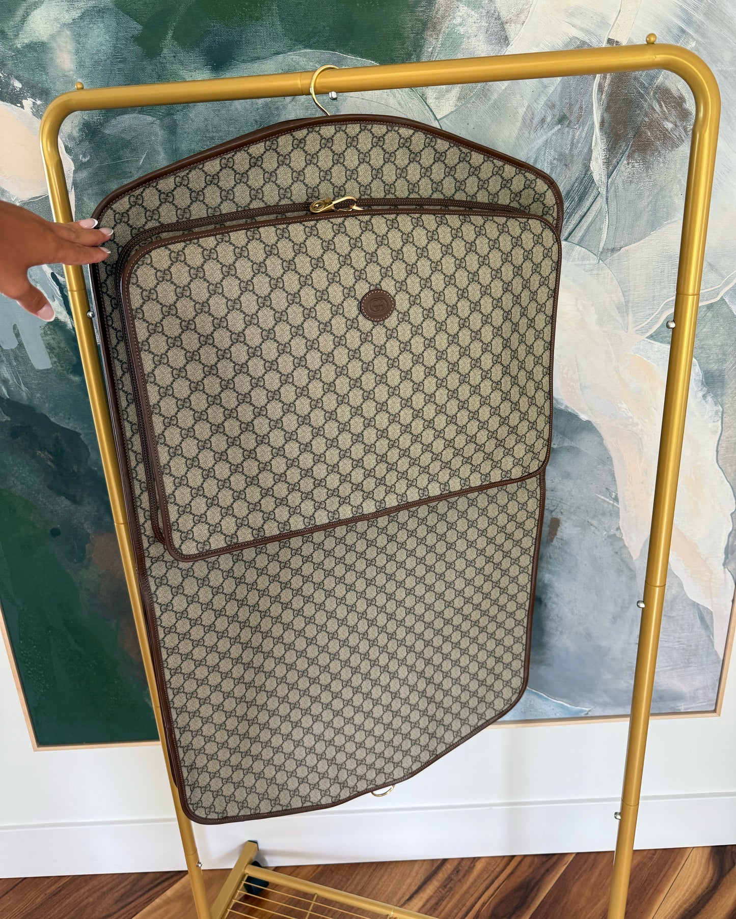 Gucci Beige/Brown Supreme Coated Canvas and Leather Garment Bag