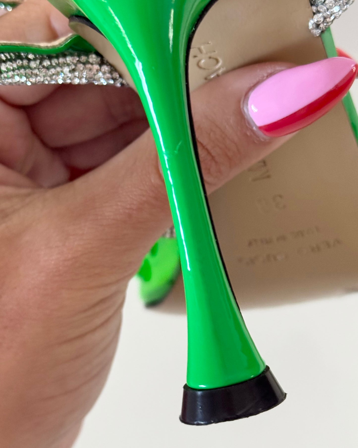 Mach & Mach Limited Edition Green PVC Spotted Double Wrap Bow Embellished Pumps