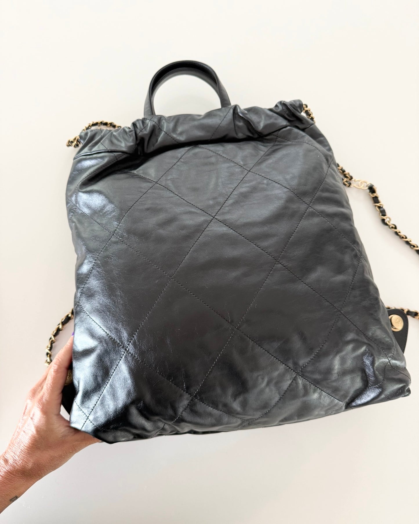 Chanel Black Leather 22 Backpack