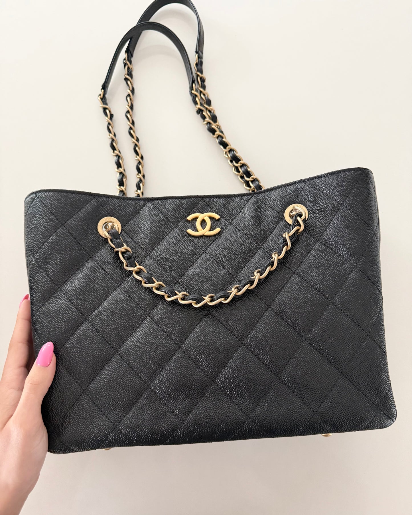 Chanel Black Caviar Classic Shopping Tote from 2022
