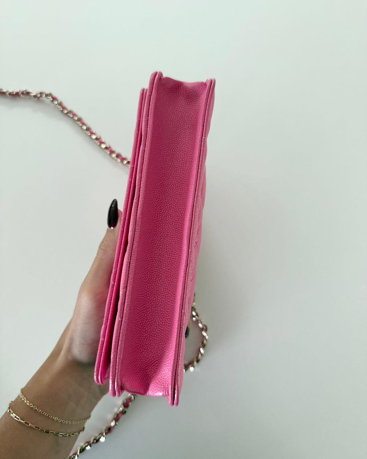 Chanel Bright Pink Caviar Wallet on Chain 30 series from 2020-21