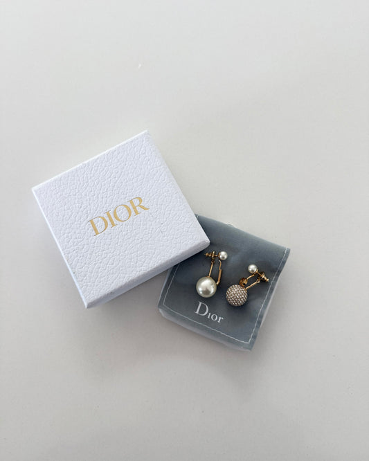 Christian Dior Tribales “J” Letter and Pearl/Crystal Logo Earrings
