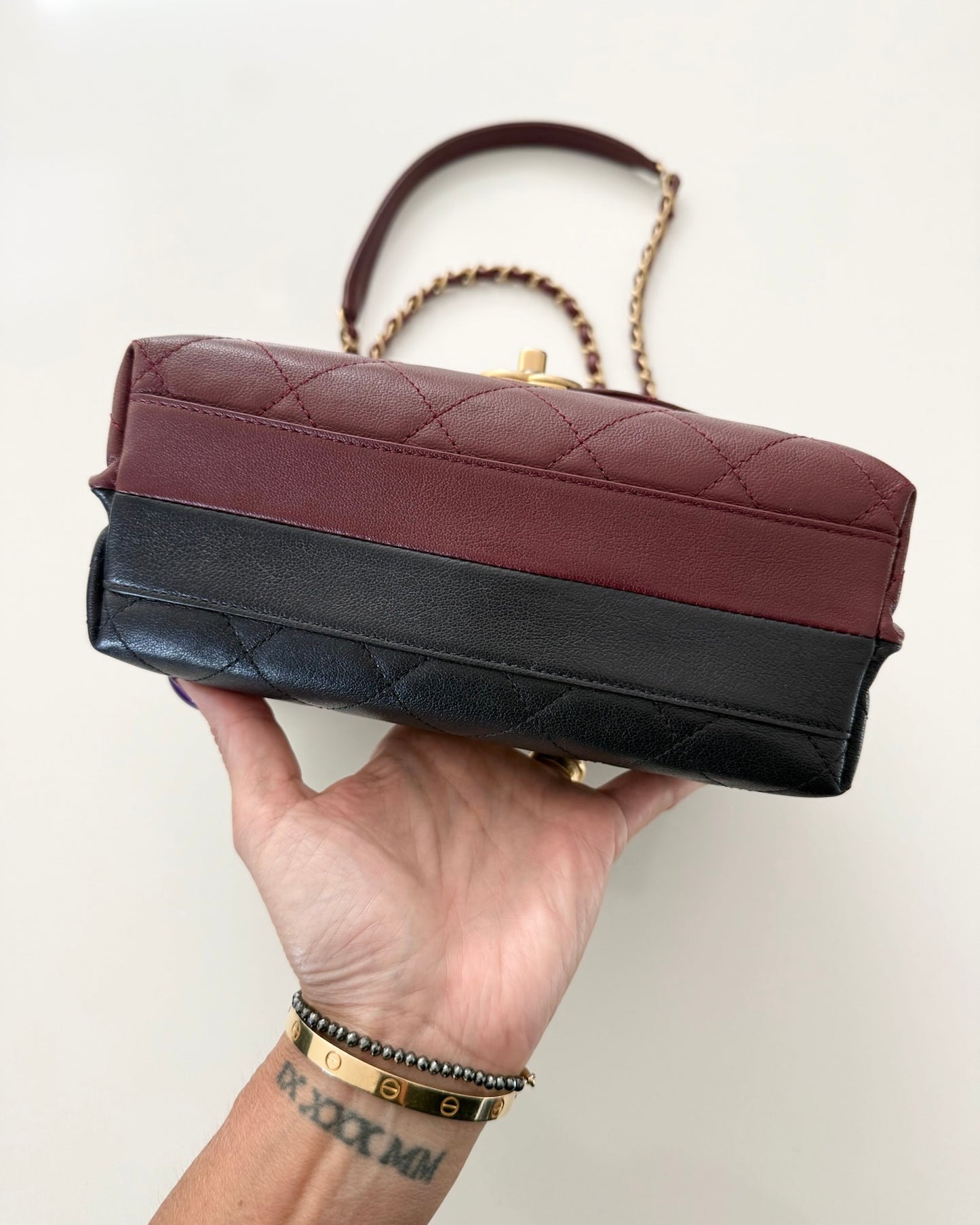 Chanel Burgundy and Black Double Sided Frame Flap Bag 28 series from 2019