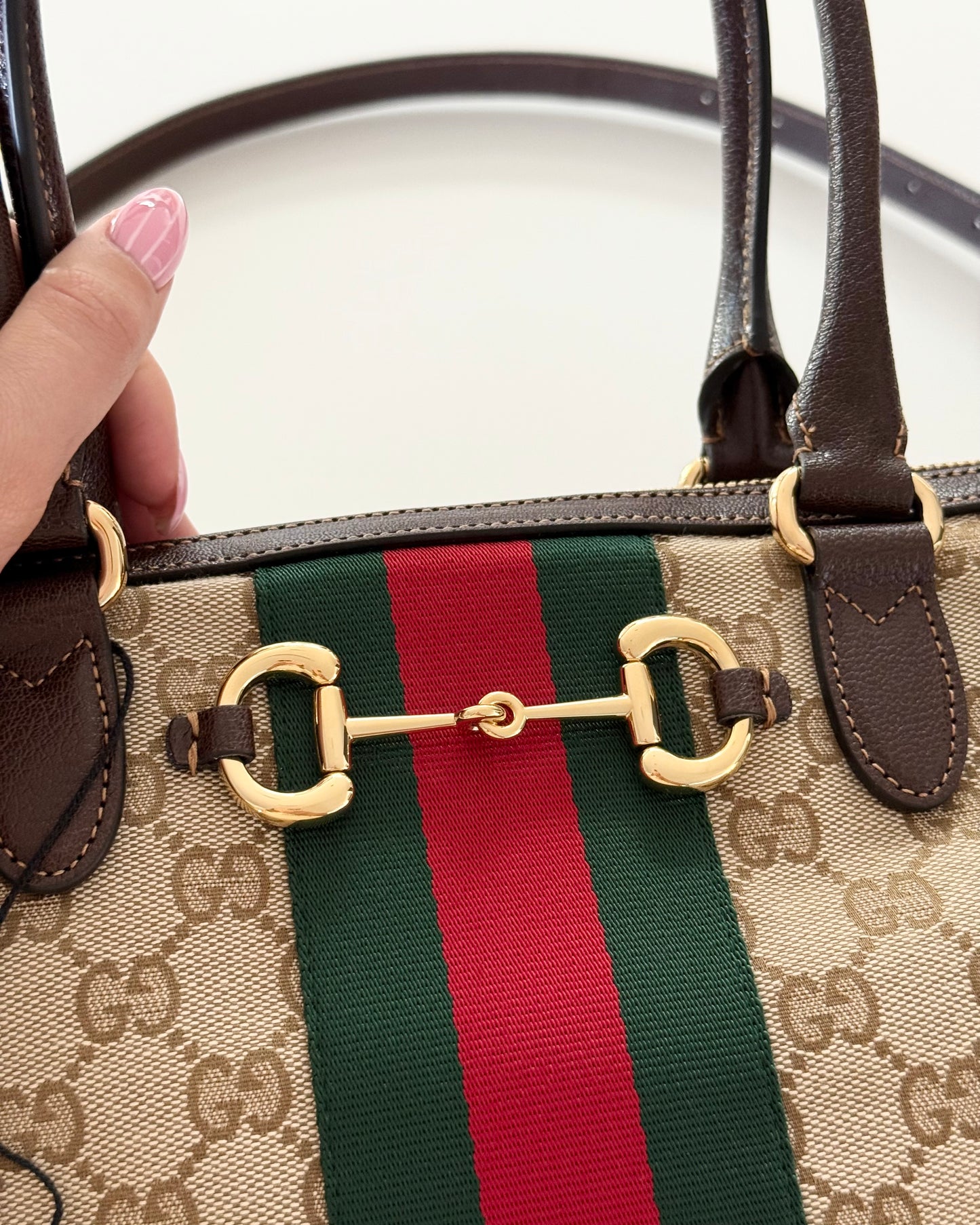 Gucci Canvas Web Boressto Large Boston Bag