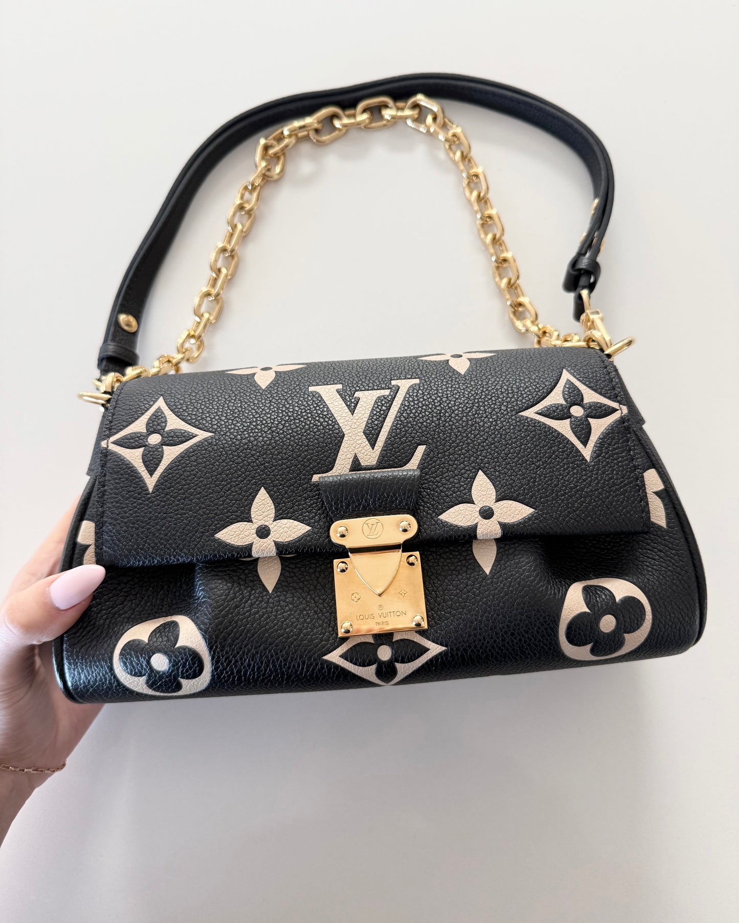 Louis Vuitton Black and Creme Monogram Empreinte Favorite NM Bag