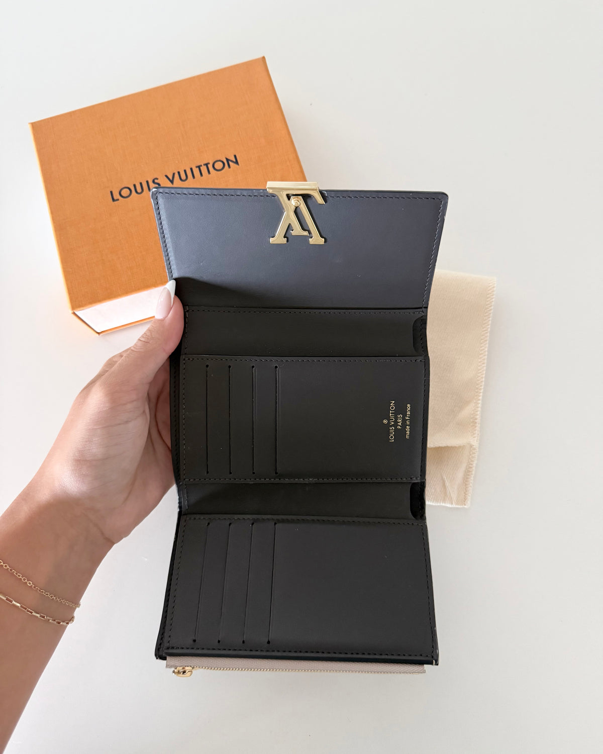 Louis Vuitton Galet Taurillon Leather Capucine Compact Wallet