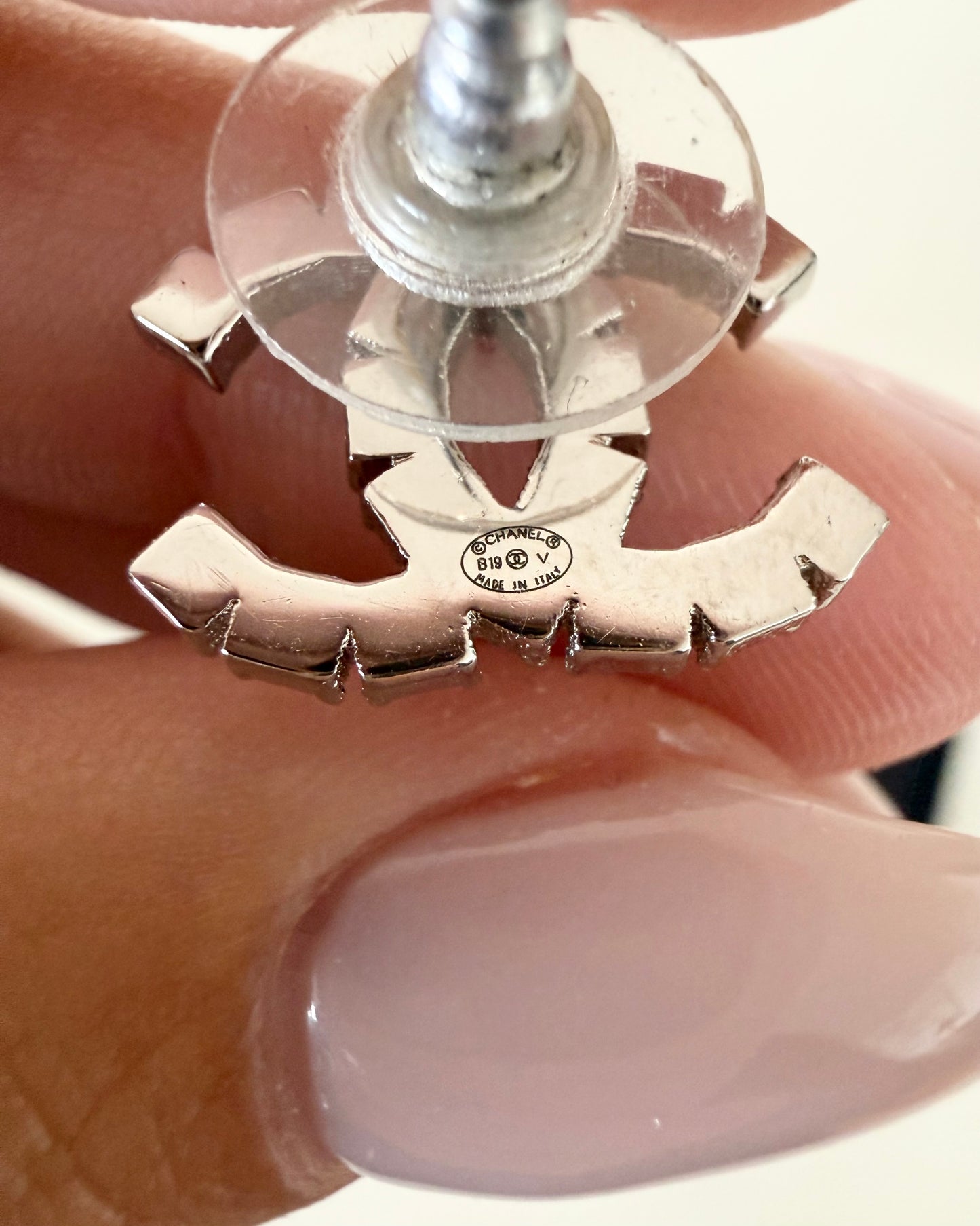 Chanel Silver Crystal Studs from B19