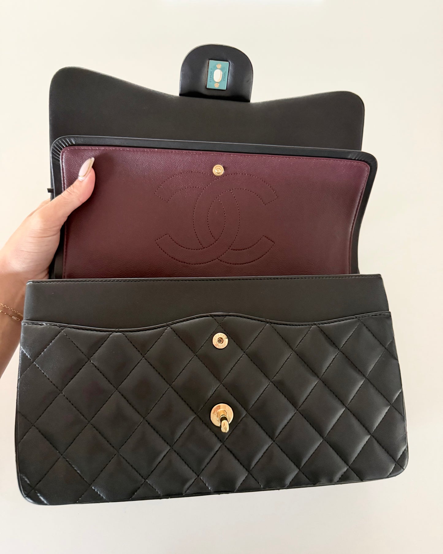 Chanel Black Quilted Lambskin Classic Jumbo