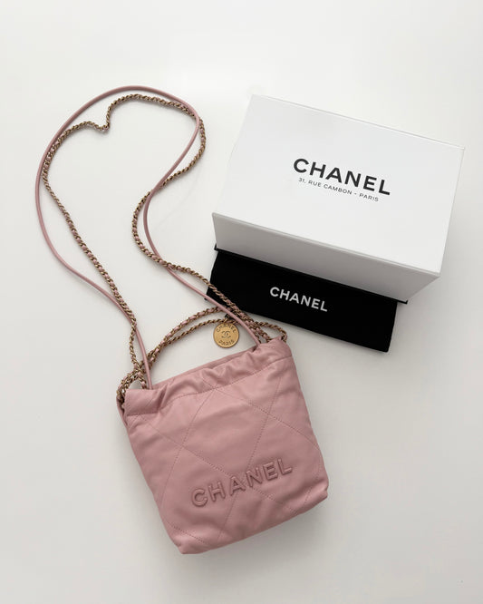 Chanel Light Pink Caviar Mini 22 Bag