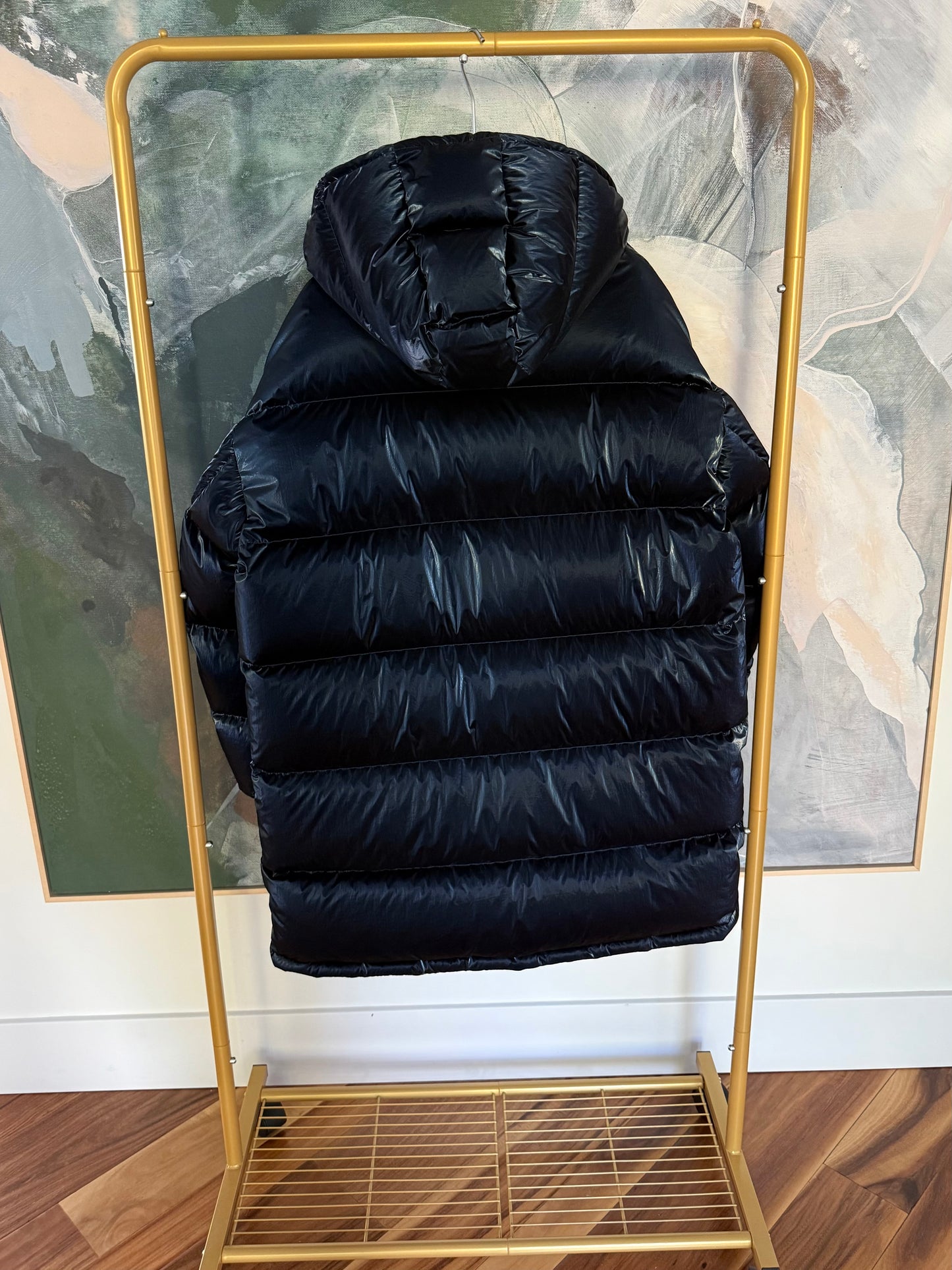 Moncler Metallic Blue Down Gaou Parka Jacket size 2/M