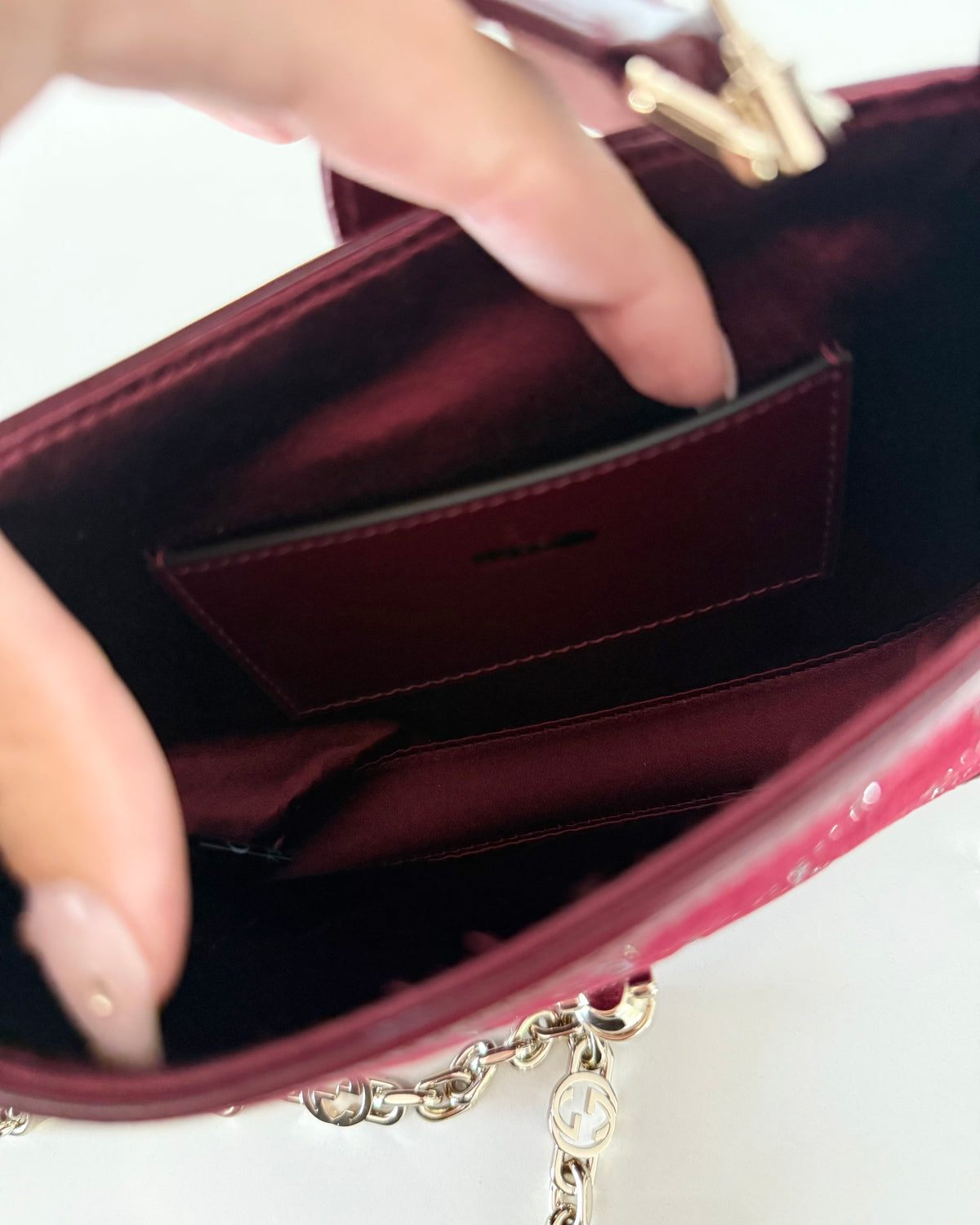Gucci Burgundy Crystal and Velvet 1961 Mini Jackie