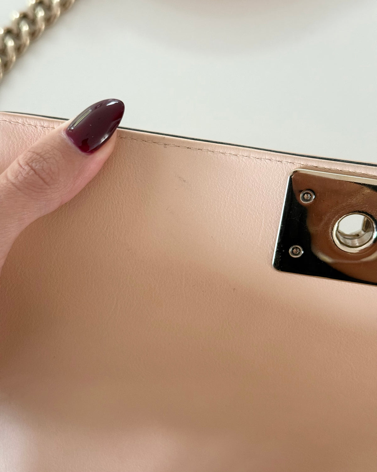 Chanel Rare Blush Leather Top Handle Medium Boy Bag 27 series from 2019