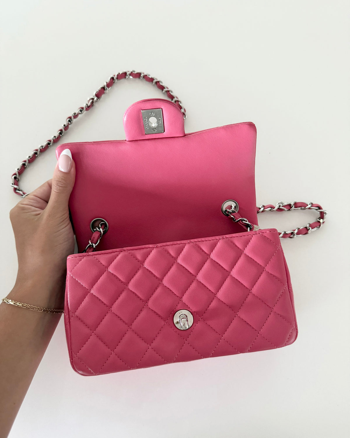Chanel Pink Quilted Leather Rectangle Mini
