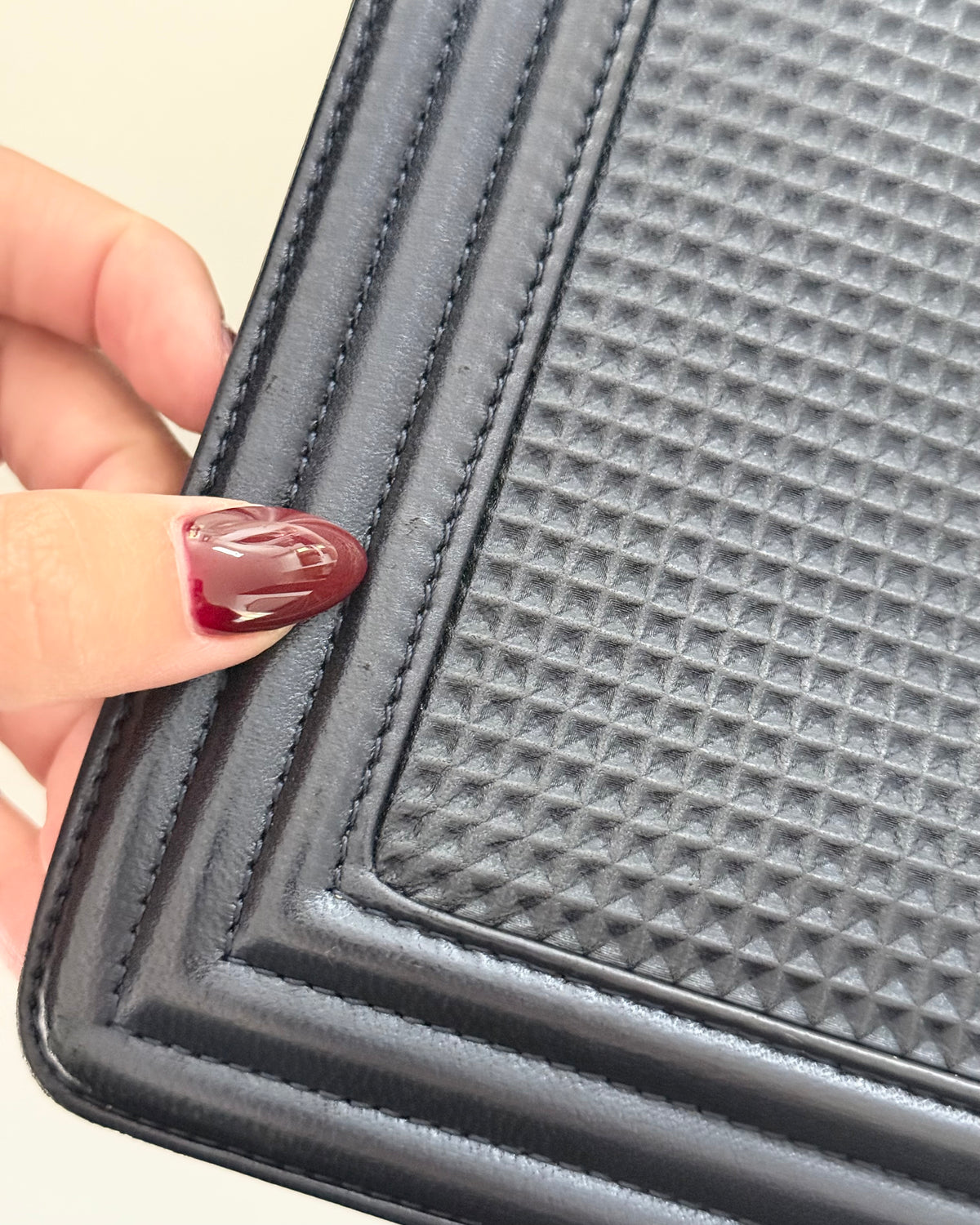 Chanel Navy with Red Accent Rare Cube Large Boy Bag 18 series from 2013-14