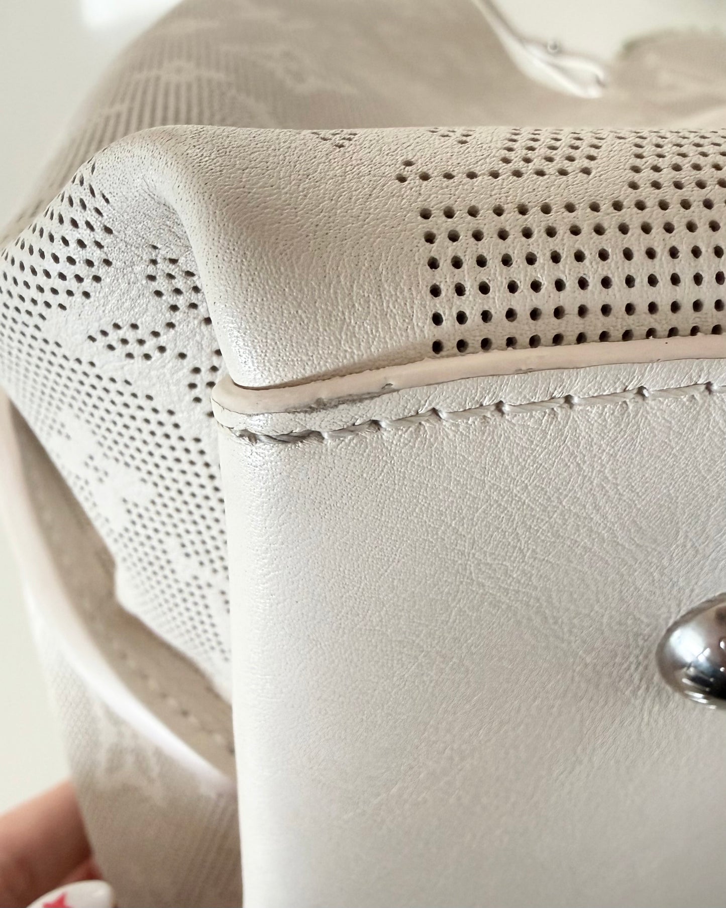 Louis Vuitton Limited Edition White Monogram Mahina Bag with Mint Interior