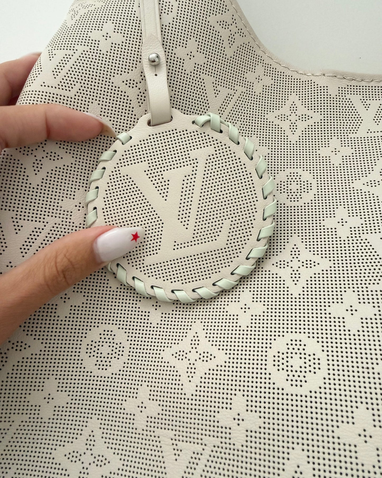 Louis Vuitton Limited Edition White Monogram Mahina Bag with Mint Interior