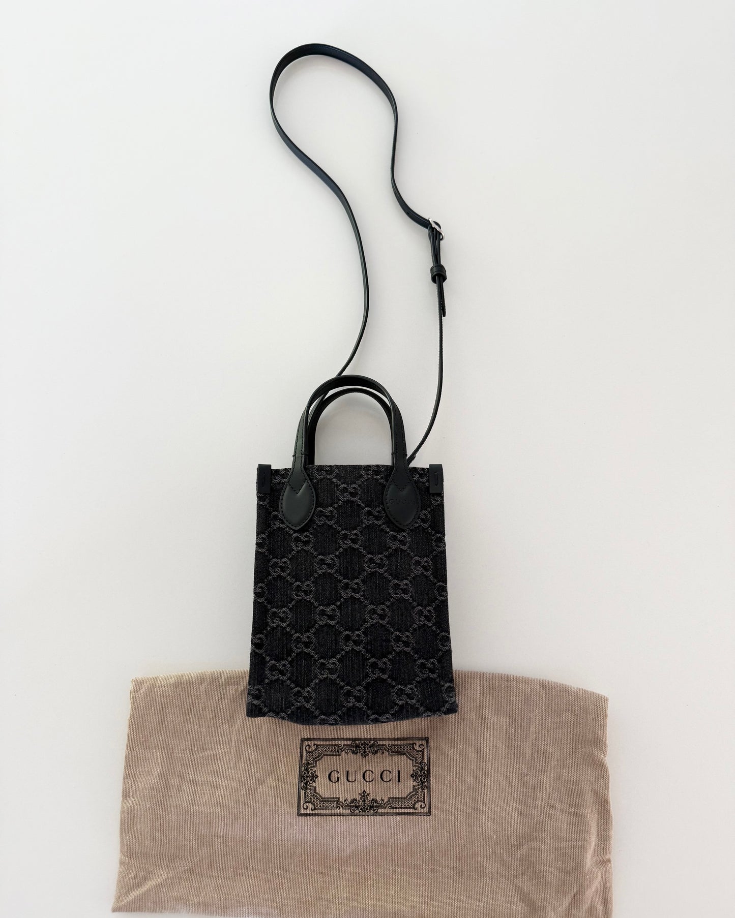 Gucci Black Denim and Leather Mini Tote