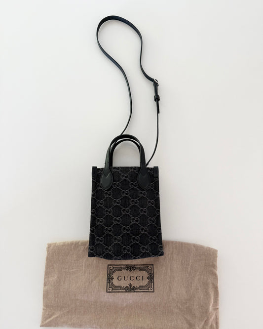 Gucci Black Denim and Leather Mini Tote