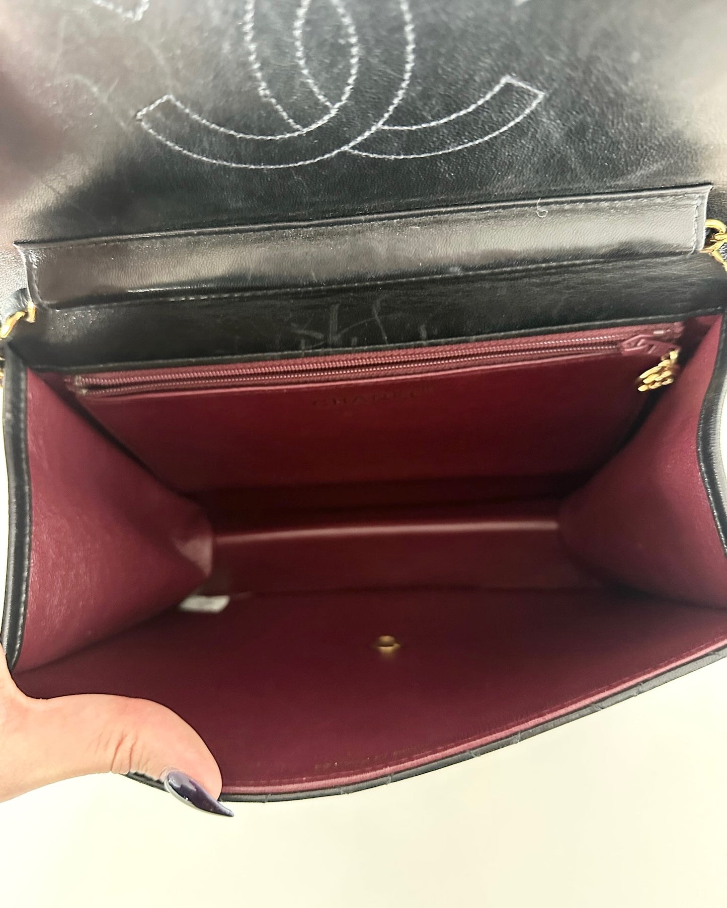 Chanel Vintage Black Lambskin Square Single Flap