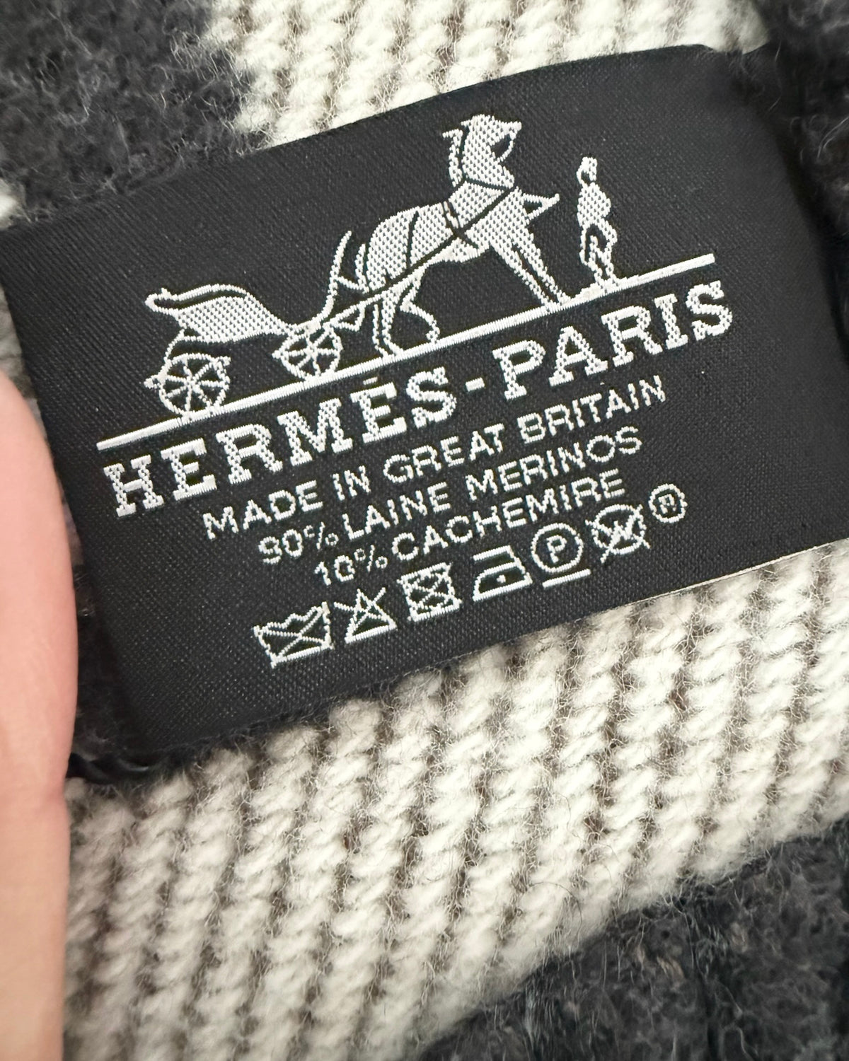 Hermes Grey/Beige Wool and Cashmere Avalon Throw Blanket