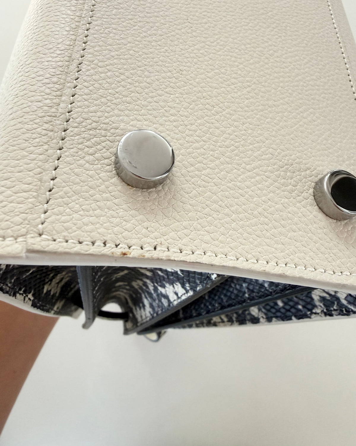 Saint Laurent Ivory Leather and Snake Embossed Sac de Jour Tote from 2016