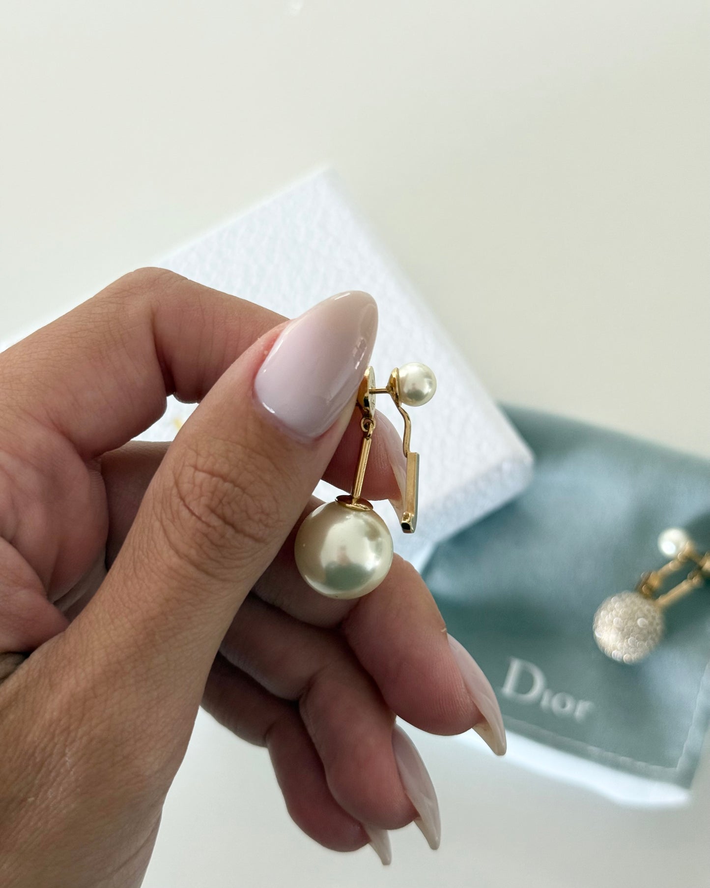 Christian Dior Tribales “J” Letter and Pearl/Crystal Logo Earrings