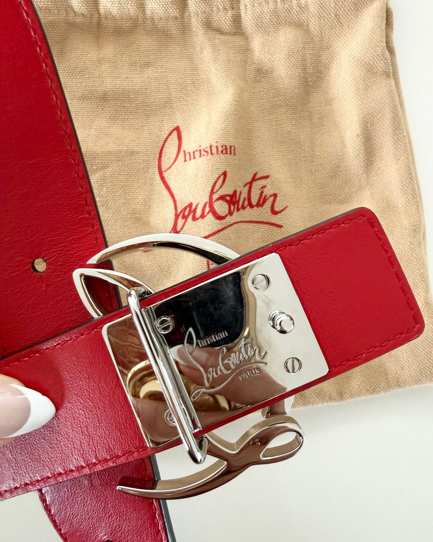 Christian Louboutin Nude Logo Belt