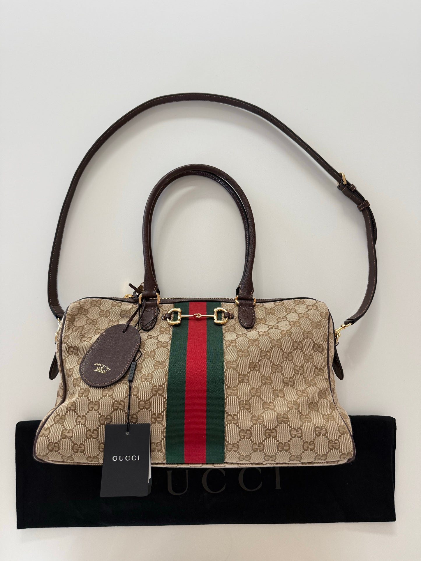Gucci Canvas Web Boressto Large Boston Bag