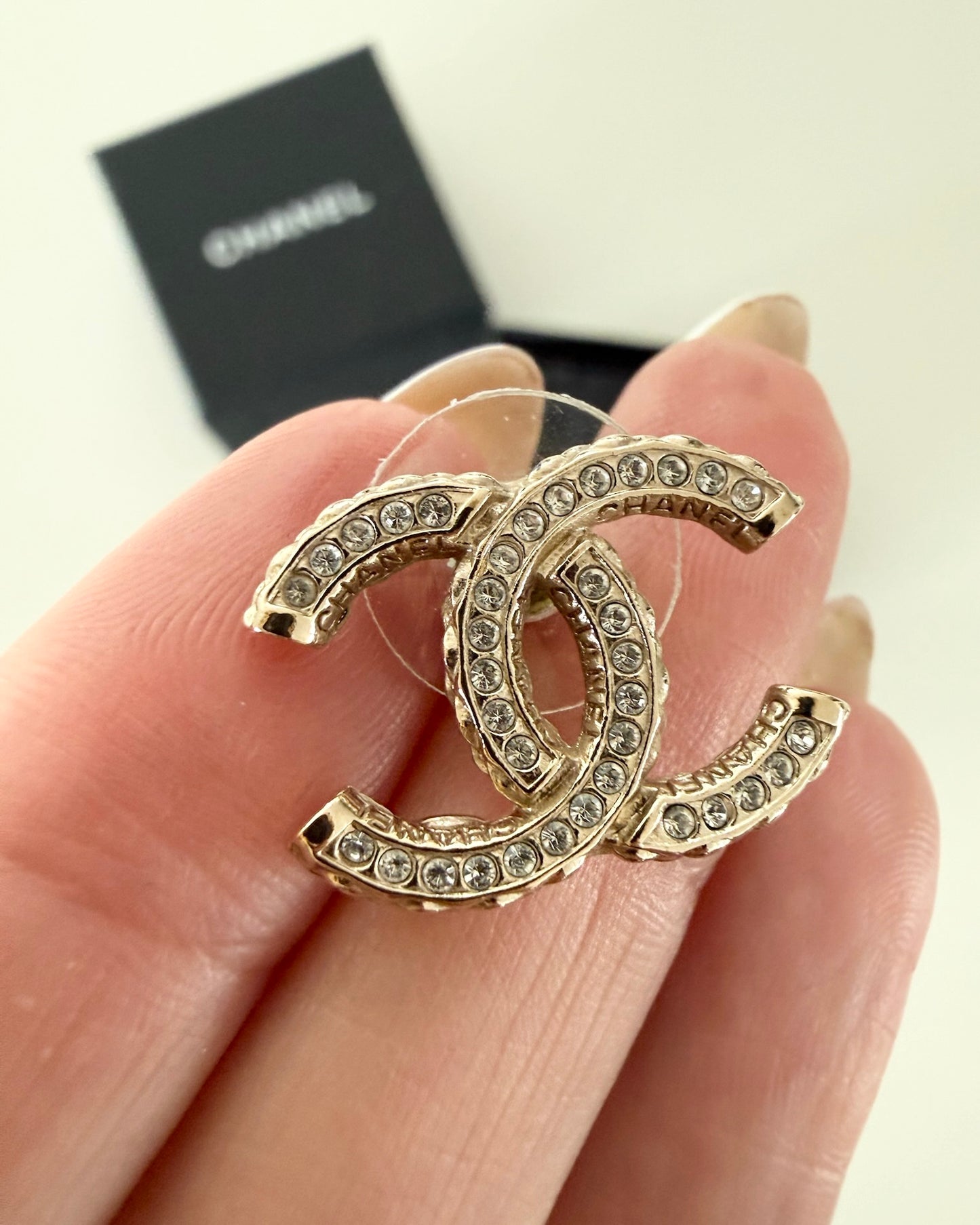 Chanel Goldtone and Clear Crystal Studs from 2022