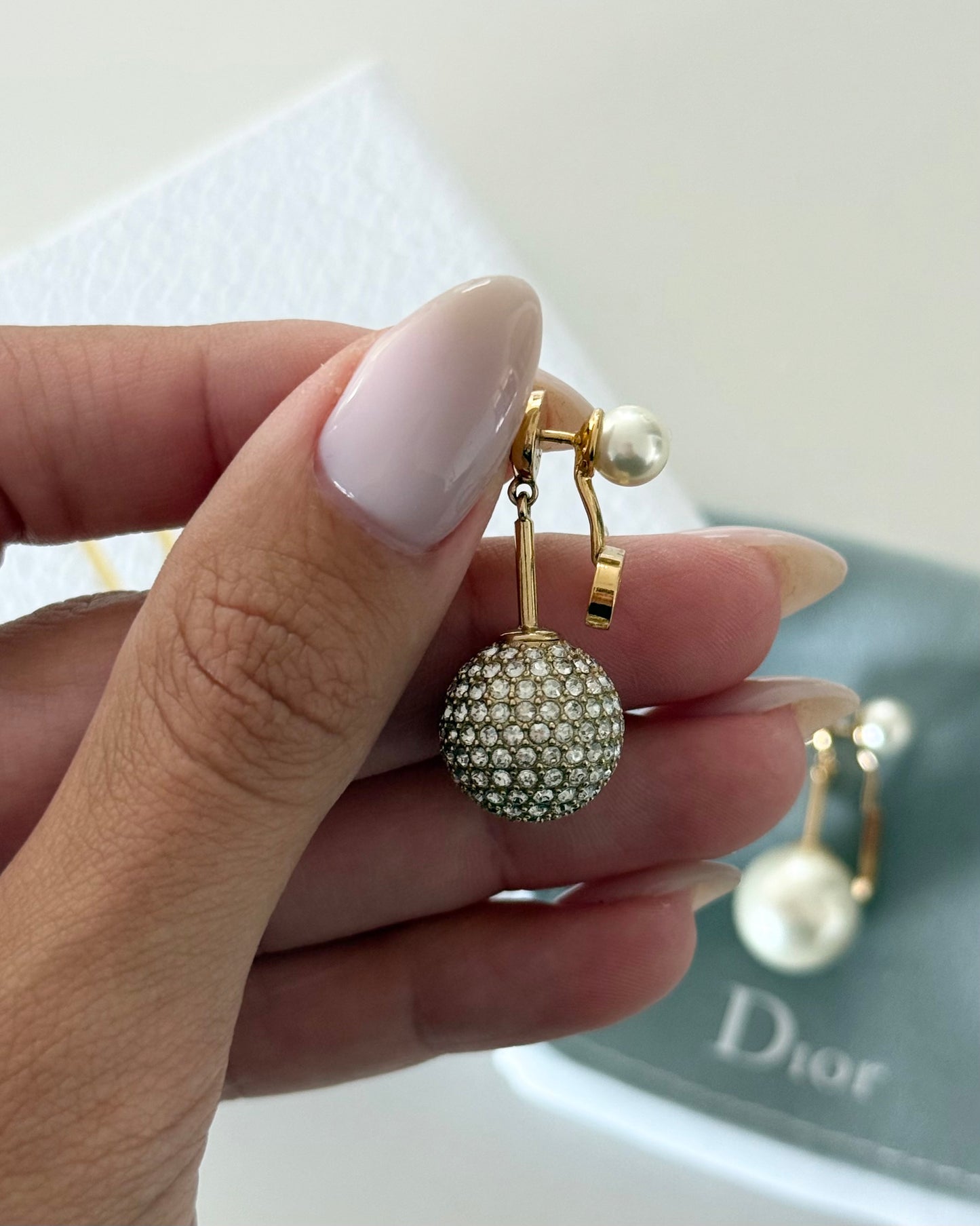 Christian Dior Tribales “J” Letter and Pearl/Crystal Logo Earrings