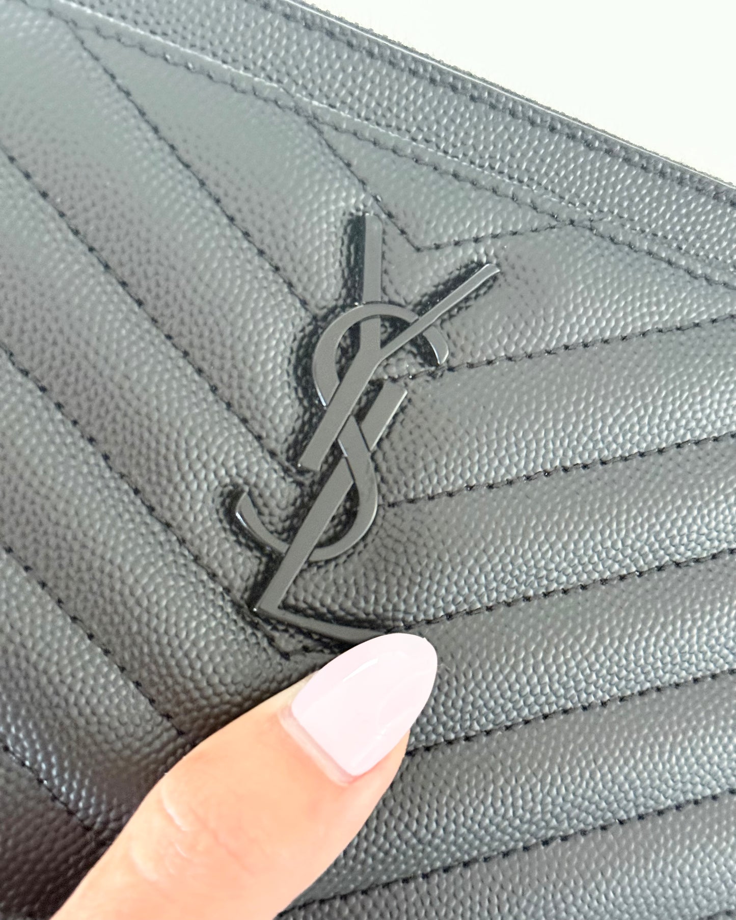 Saint Laurent Black Leather Matelasse Quilted Pouch