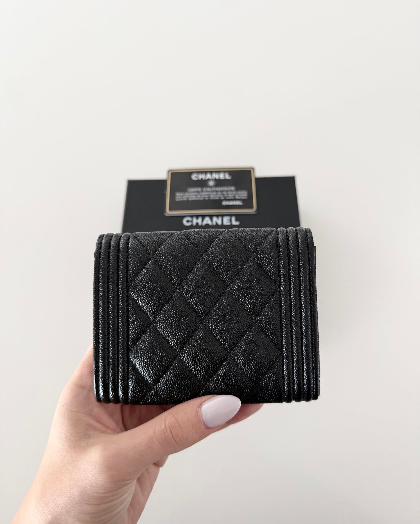 Chanel Black Caviar Boy Small Flap Wallet