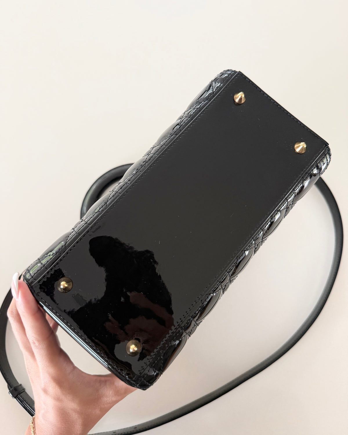 Christian Dior Black Patent Medium Lady Dior Bag