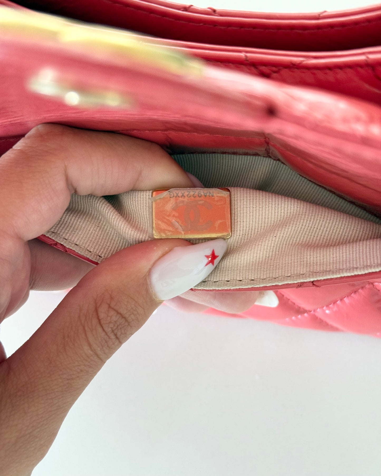 Chanel Coral Shiny Leather Small Wavy Hobo