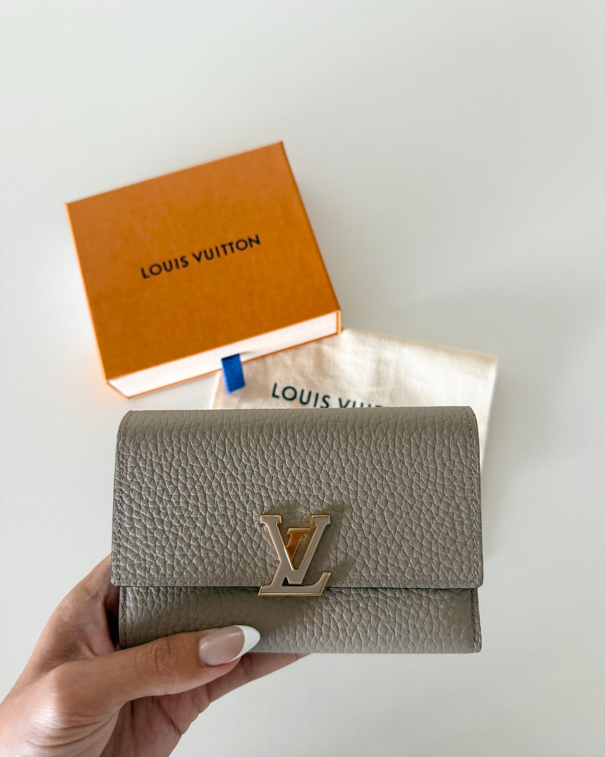 Louis Vuitton Galet Taurillon Leather Capucine Compact Wallet