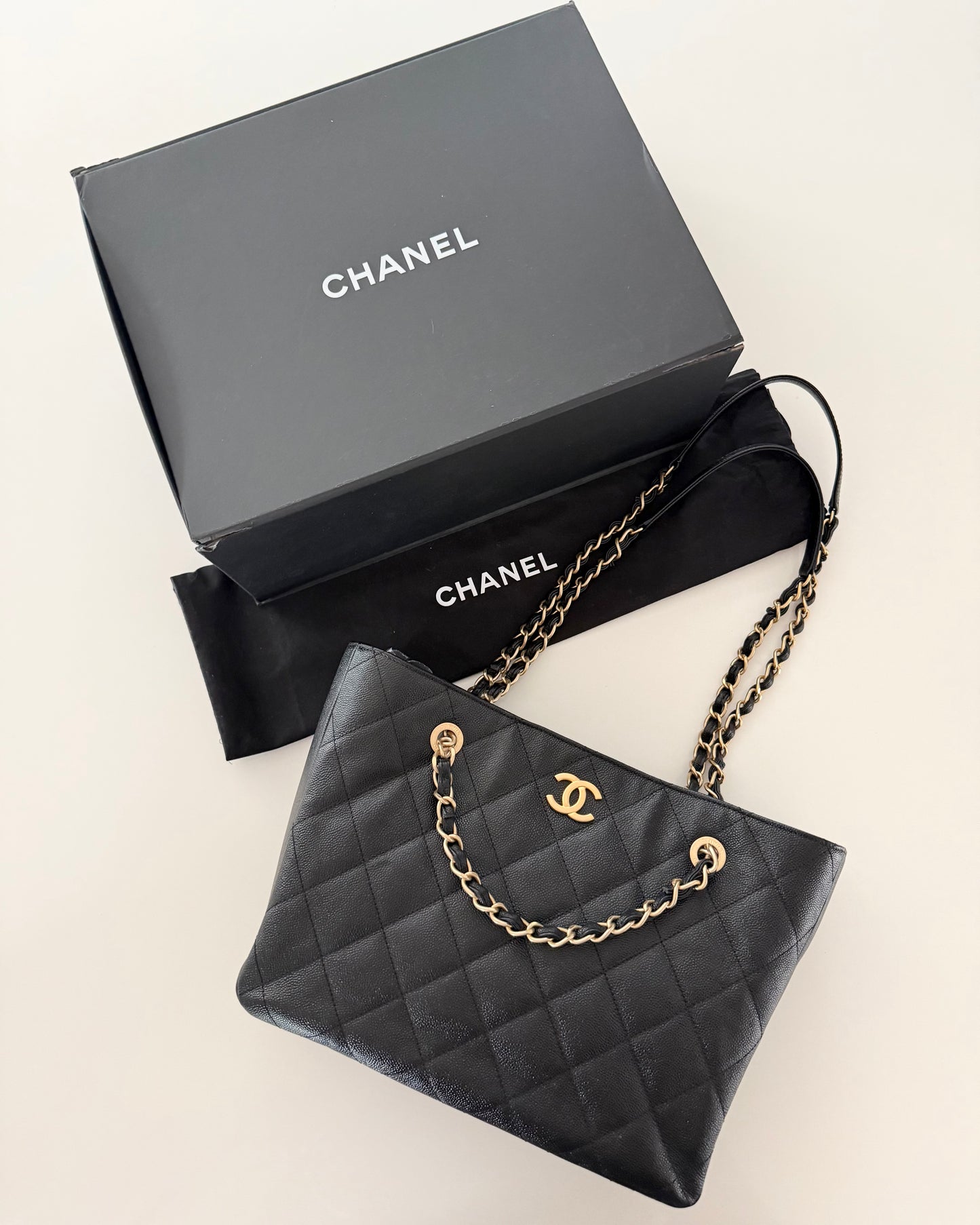 Chanel Black Caviar Classic Shopping Tote from 2022