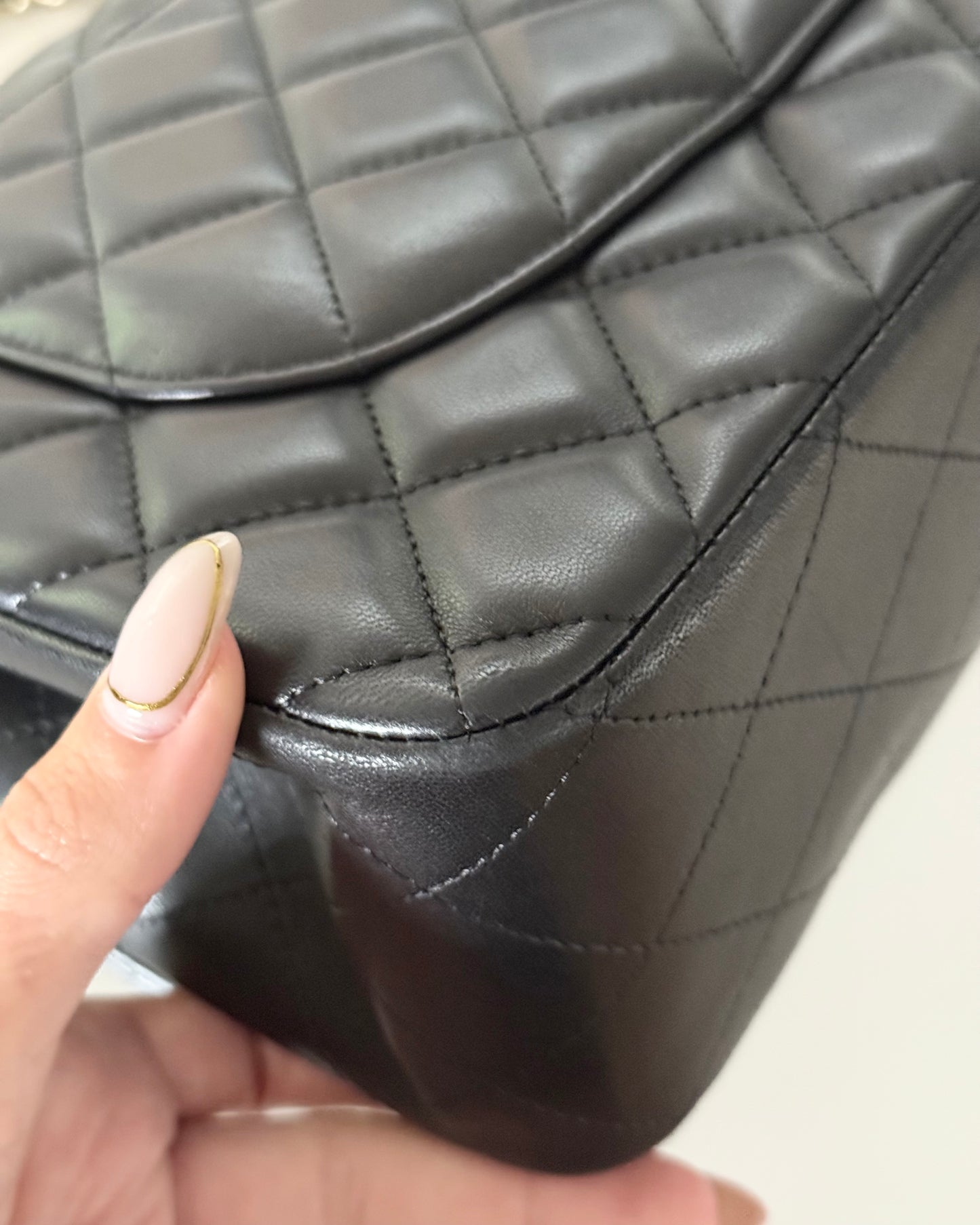 Chanel Black Quilted Lambskin Classic Jumbo