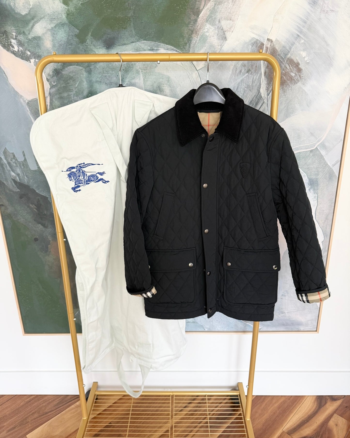 Burberry Black Quilted Nylon Barn Jacket size XS