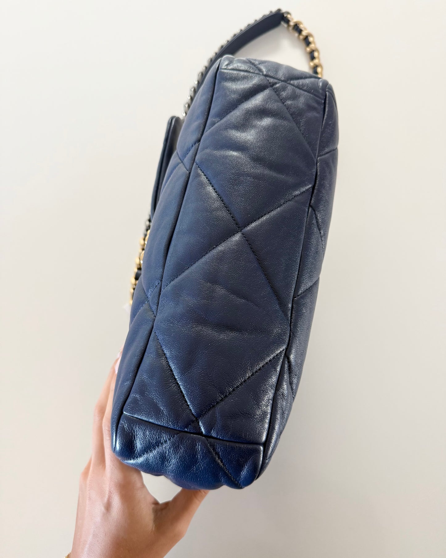 Chanel Navy Blue Leather Large 19 Bag 29 series from 2019-20