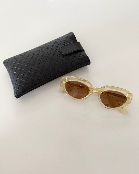 Bottega Veneta Transparent Yellow Oval Sunglasses