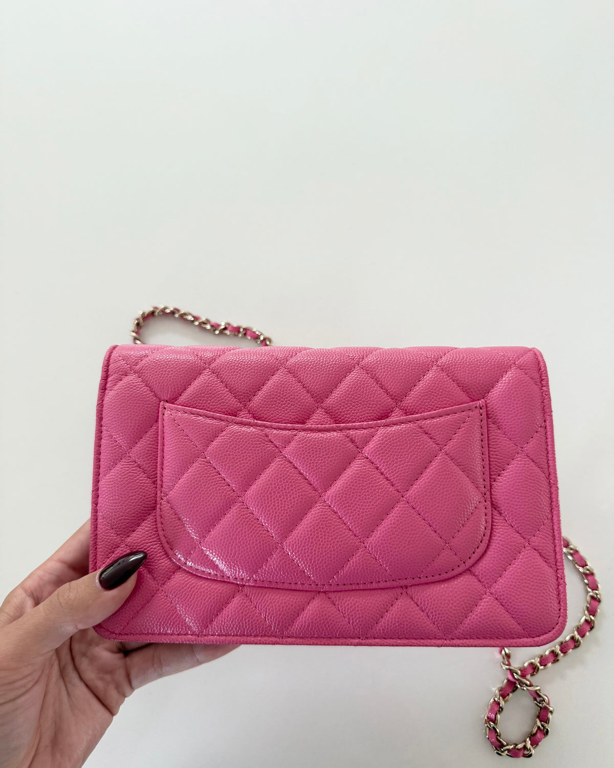 Chanel Bright Pink Caviar Wallet on Chain 30 series from 2020-21