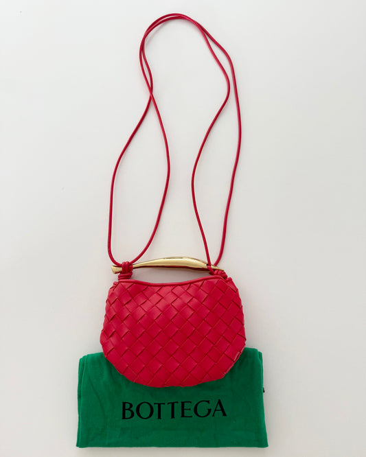 Bottega Veneta Red Woven Intrecciato Nappa Leather Baby Sardine Crossbody Bag