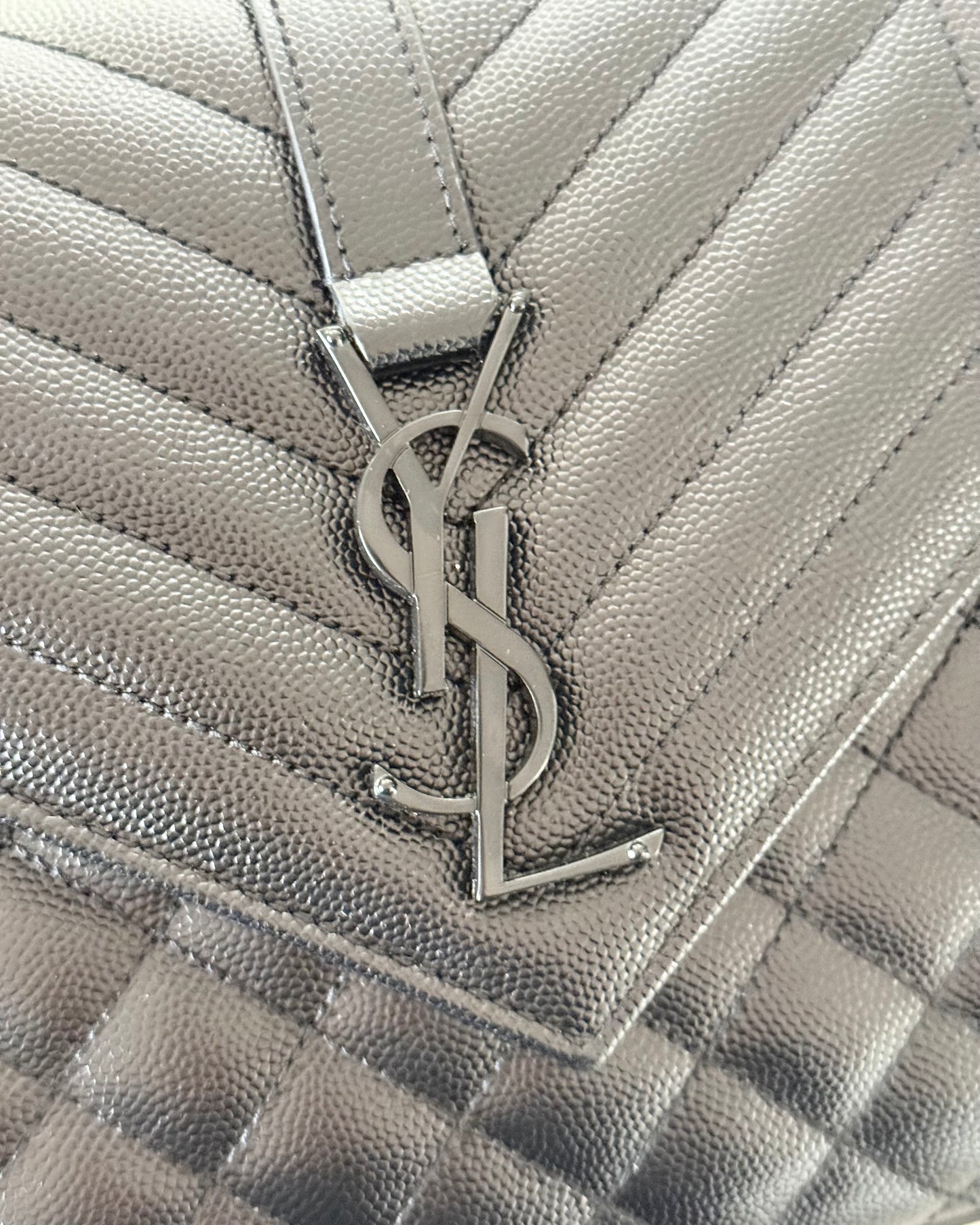 Saint Laurent So Black Leather Tri-Quilted Medium Chevron Envelope Bag from 2018