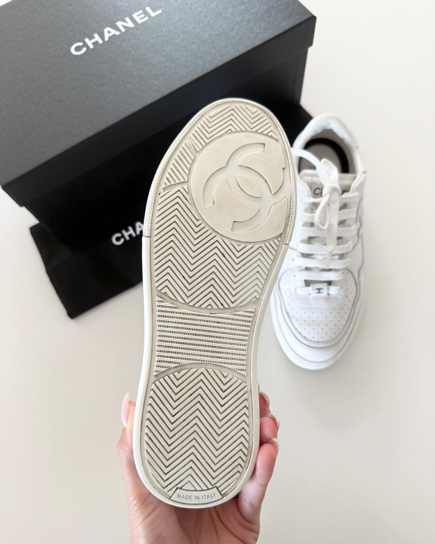 Chanel White Logo Sneakers from 2023 size 37.5